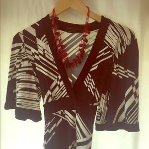 BCBG Black& White top.  Size small.